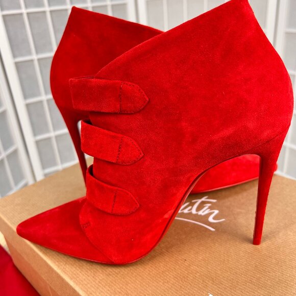 TRINIBOOT CHRISTIAN LOUBOUTIN BOOTS RED Size 38 EUR (Size 8 US) - Picture 5 of 16